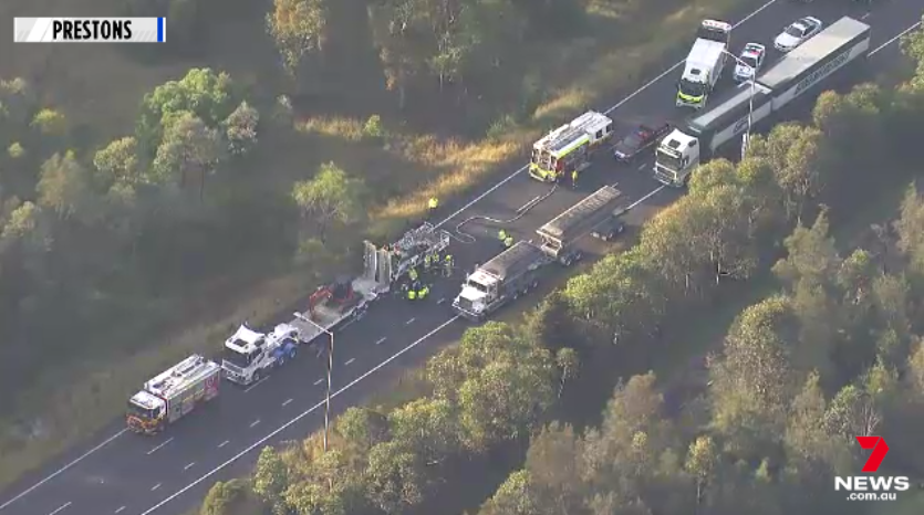7NewsSydney's tweet image. Prestons: A man has died after two trucks crashed on the M7 this morning, trapping him. He died at the scene. The driver of the other truck was taken to hospital for mandatory testing. 7NEWS at 6pm. 7NEWS.com.au #Prestons #7NEWS