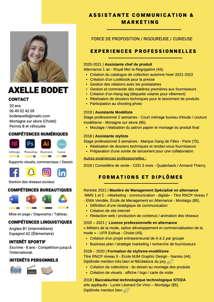 axelle_bodet's tweet photo. Offre de compétences assistante communication &amp; marketing !

Domaines : Communication / Marketing / Digital.
Rythme : 2 jours école / 3 jours entreprise.
Contrat : Alternance (apprentissage).
Durée du contrat : 2 ans.
Localisation : Vendée / Loire Atlantique / Maine et Loire

🙏🏼 https://t.co/OI7ymWlIiw