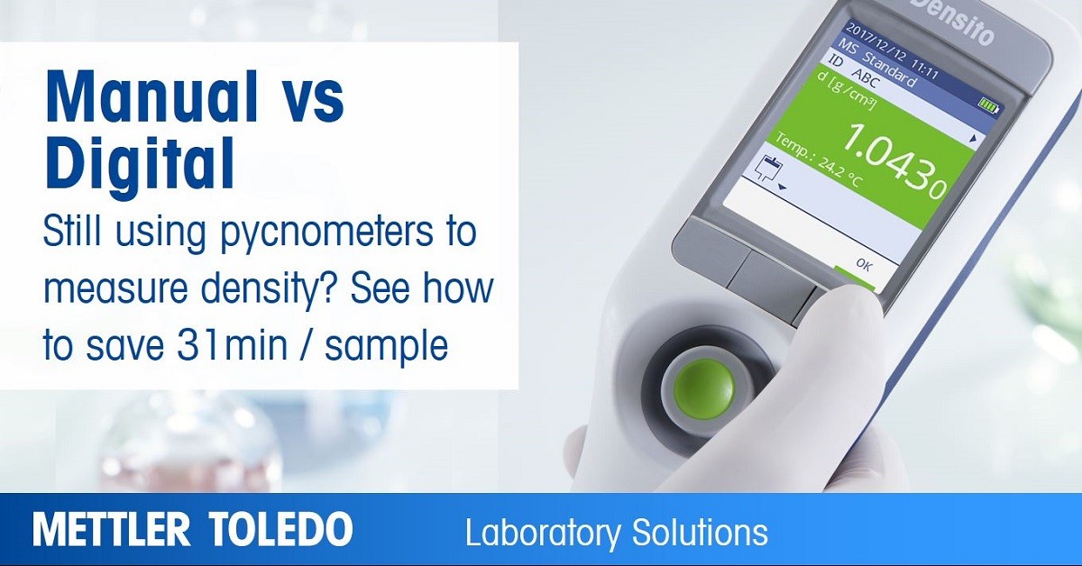 mettlertoledo's tweet image. Still using Hydrometers or Pycnometers? Accelerate your density analysis by going manual to digital with fast and accurate digital density measurements. #densitymeasurement#  okt.to/03Nbgd