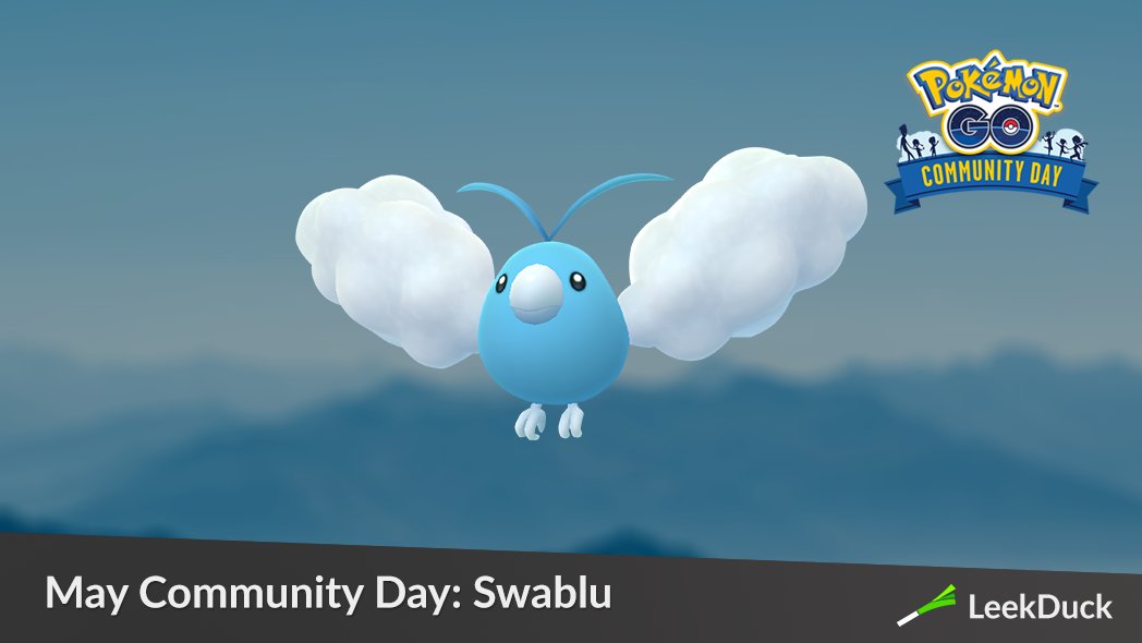 Leek Duck Twitterissa According To Texts Found By Poke Miners Swablu Has Been Leaked As The Featured Pokemon For May Community Day On May 15 From 11 Am To 5 Pm Local Time Leek Duck Twitterissa According To Texts Found By Poke Miners Swablu Has Been Leaked As The Featured Pokemon For May Community Day On May 15 From 11 Am To 5 Pm Local Time