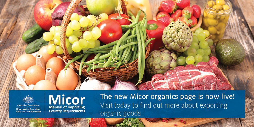 DAFFgov's tweet photo. Micor goes organic!! To coincide with our second Organic Industry Market Access Engagement Group meeting, weโve launched our new Micor organics page! Check it out to find out all you need to know about exporting organics here: https://t.co/WEZh5F4WP0 #organic #micor https://t.co/Qg1iGMaKbt
