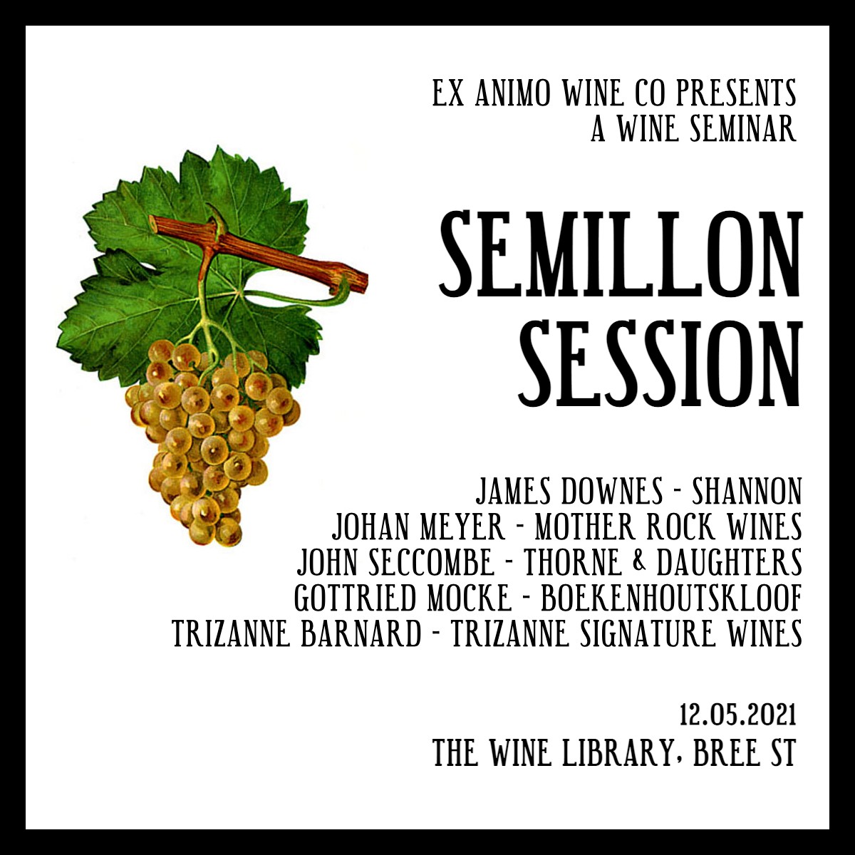 Semillon Session - Groendruif Gees!

exanimo.co.za/product/semill…

Featuring: <a href="/shannonwines/">Shannon Vineyards</a> <a href="/jhmeyerwines/">jhmeyerwines</a> <a href="/ThorneDaughters/">John Seccombe</a> <a href="/the7chairs/">boekenhoutskloof</a> <a href="/TrizanneB/">Trizanne Barnard</a>