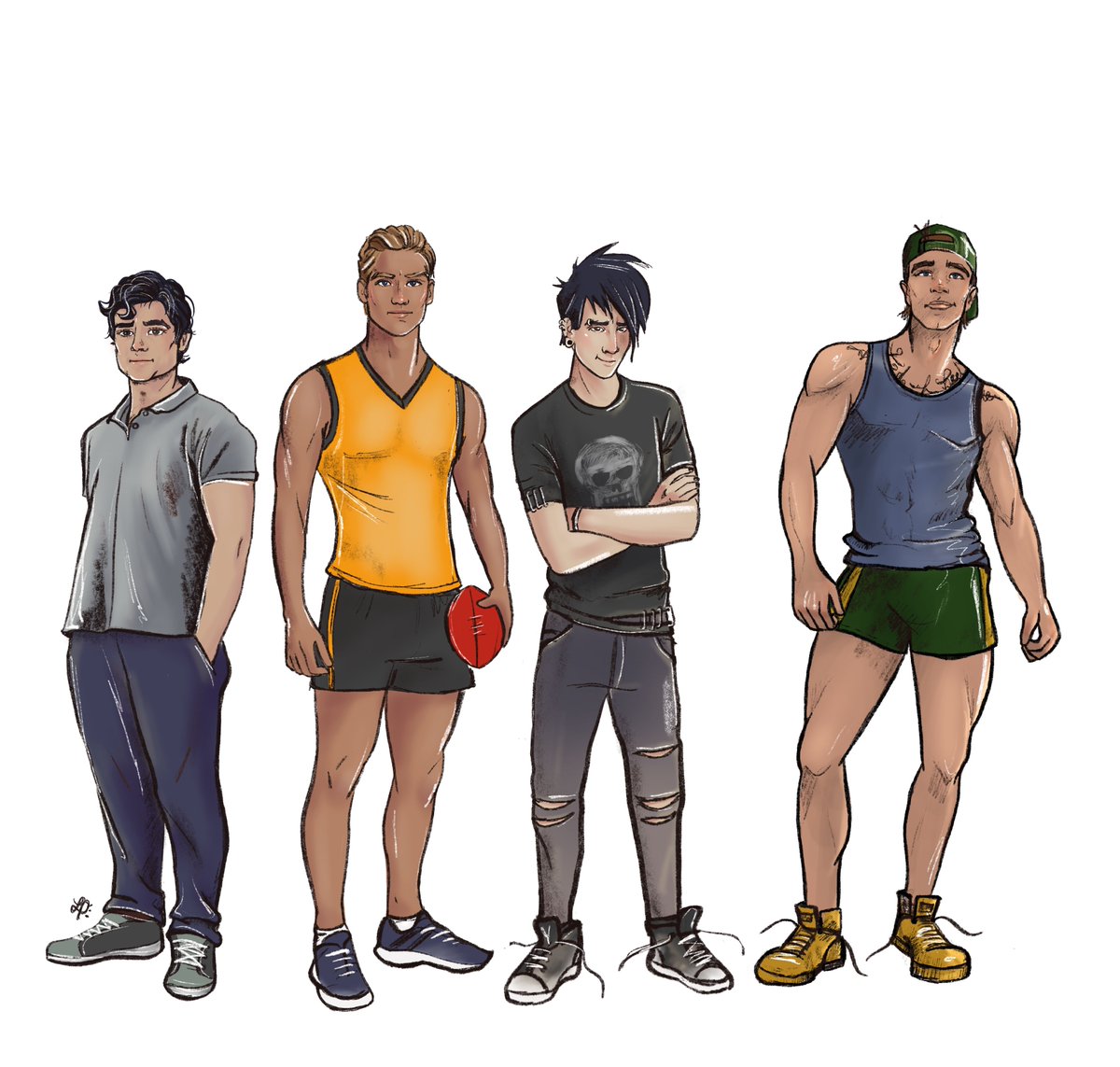 V8Sheppard's tweet image. The picture was never complete without Matt, so here he is! 🤠🤠

Big thanx to @lana_p_author who did the epic artwork for Zeke, Hammer and Charlie &amp;amp; has now added our fave gay farmer from Northampton into the mix. 🙌🙌

Somefink special bout seeing all 4 boys together 😍😍