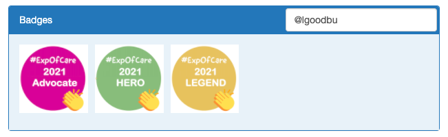 Is anyone a Tweeting Legend yet ?? 

Collect virtual badges throughout this weeks #ExpOfCare Week by sharing and tweeting  and become a legend !! &gt; wecommunities.org/blogs/3587