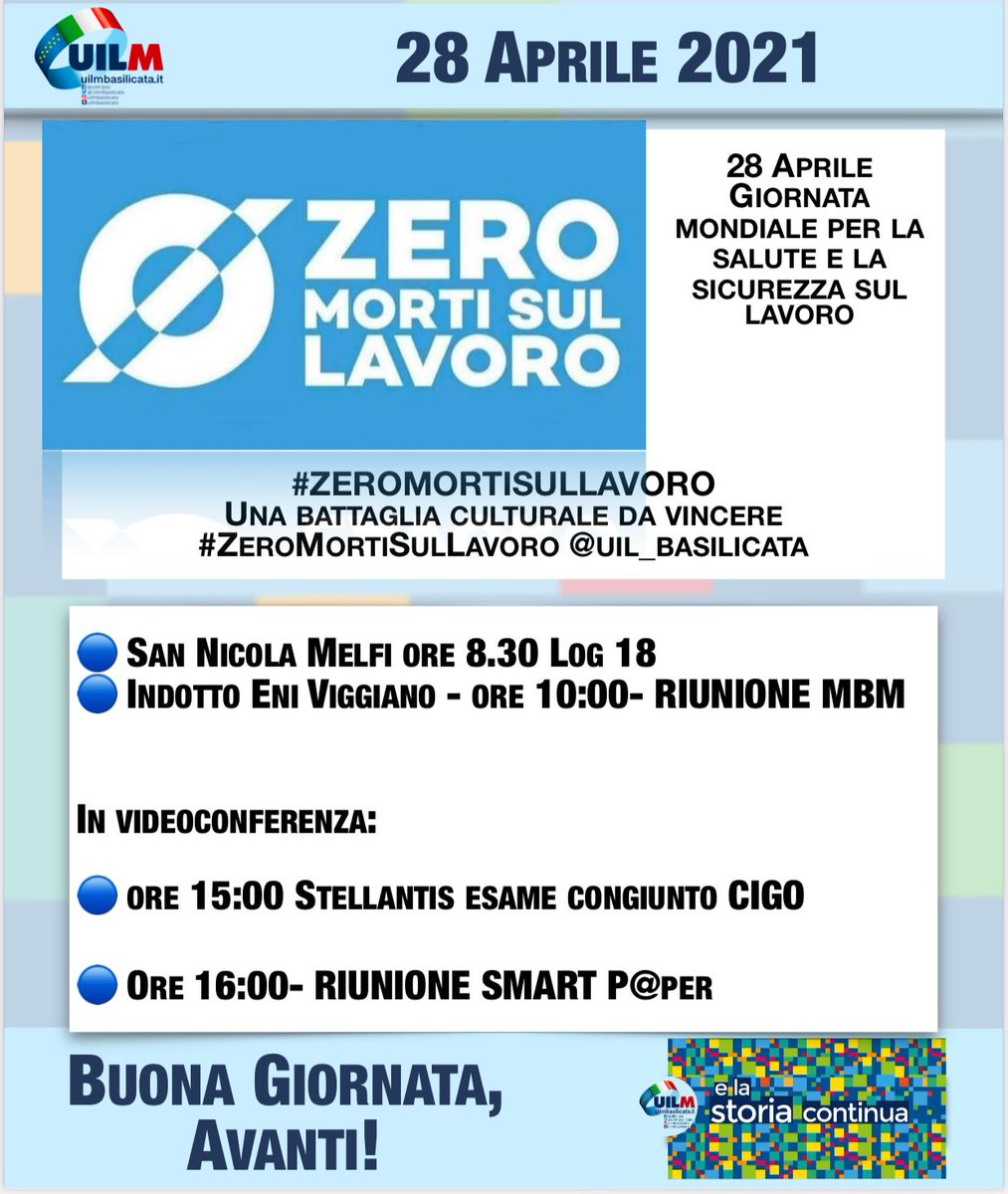 28 Aprile Giornata mondiale per la salute e la sicurezza sul lavoro

#ZEROMORTISULLAVORO

Una battaglia culturale da vincere. #ZeroMortiSulLavoro <a href="/uil_basilicata/">UIL Basilicata</a>