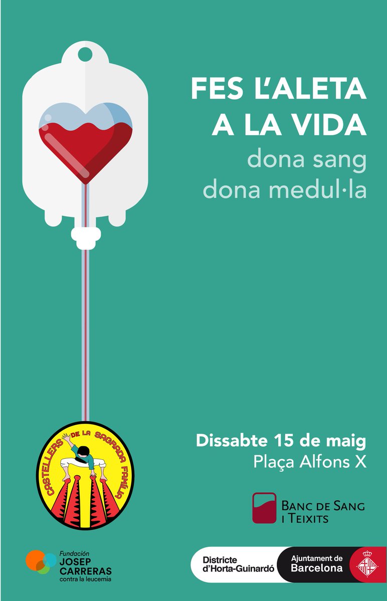 El dia 15 necessitem el millor de la nostra colla, a vosaltres!
Es necessiten donants de sang i medul·la. 
Apunteu-vos al següent enllaç:
donarsang.gencat.cat/ca/vull-donar/…

<a href="/donarsang/">Banc de Sang</a>
<a href="/CarrerasIJC/">Josep Carreras Leukaemia Research Institute (IJC)</a> 

Qui vingui tindrà un regal casteller 🎁🙋🏽
