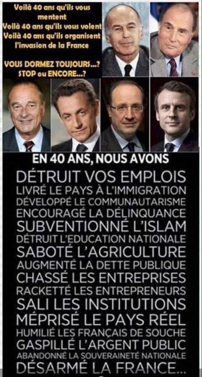 Charles817702's tweet image. 👋 La pure réalité
#FrancaisReveillezVous
2022 est proche
#RemettreLaFranceEnOrdre avec @RNational_off
#TeamPatriotes @GaucheMafia
#jambonbeurre
@juniorbequille
@CharlesAcei
Même combat 🤼‍♂️
#LDEM macon c'est puissance 10 de 40 ans d'UMPS de mensonge.....