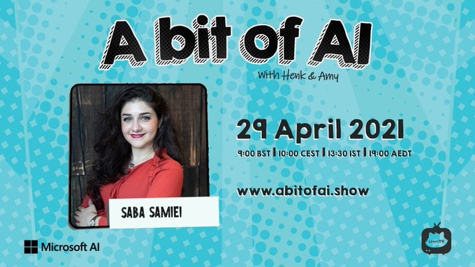 CsharpCorner's tweet image. Join @hboelman and @AmyKateNicho with guest speaker @SabaBigTechFan, tomorrow at 10:00 AM(CEST) for the next episode of @AbitofAI. 

Live streaming at csharp.live

#abitofai #csharpcornerlive #ArtificialIntelligence #live #AI