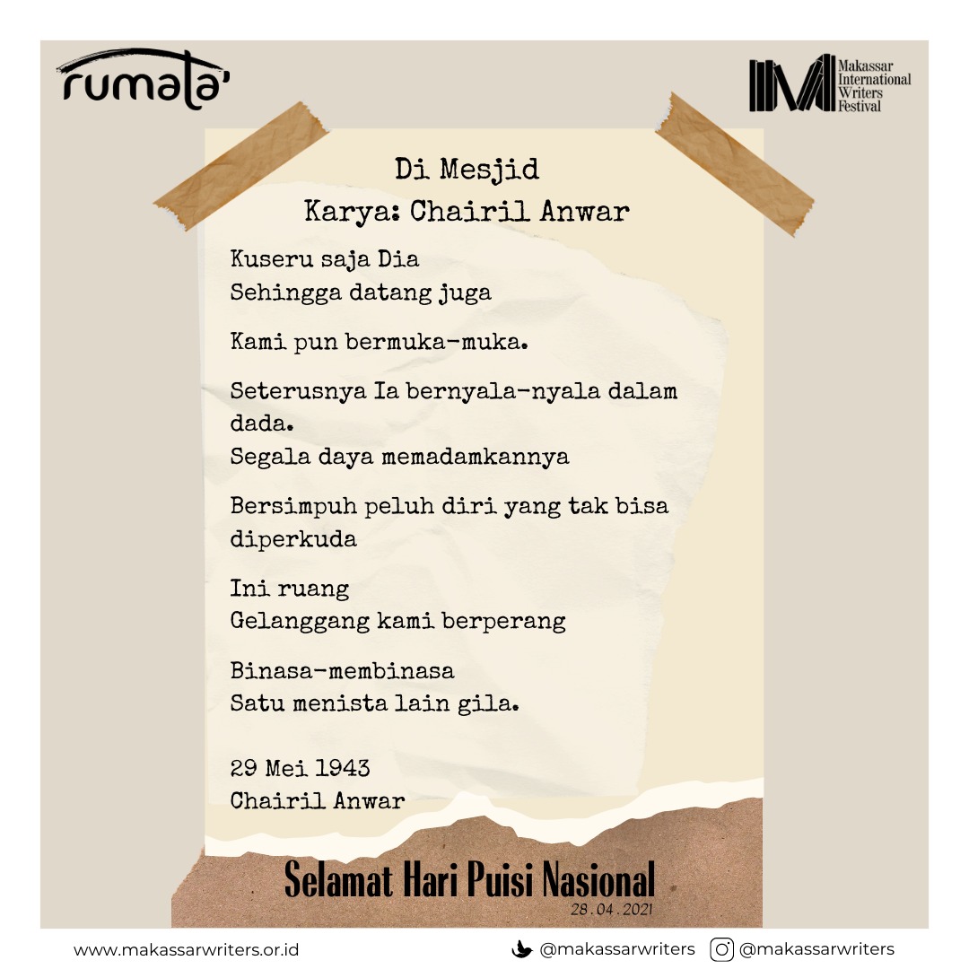 Sebutkan puisi-puisi karya chairil anwar