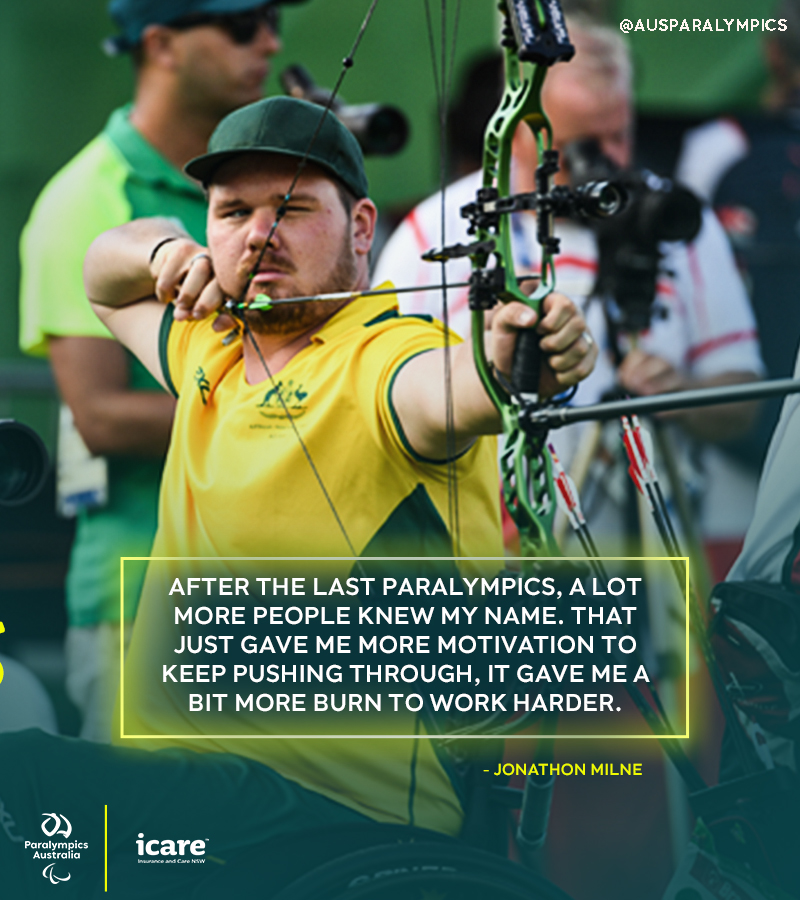 The hard work doesn’t stop for Para-archer Jonathon Milne, named to compete at his 2nd @Paralympics in Tokyo. Thanks to @Qantas, he’s on target to being #ReadySetTokyo! 

Watch the full video: youtu.be/yw0MkctPSoU

#QFtoParalympicsTokyo