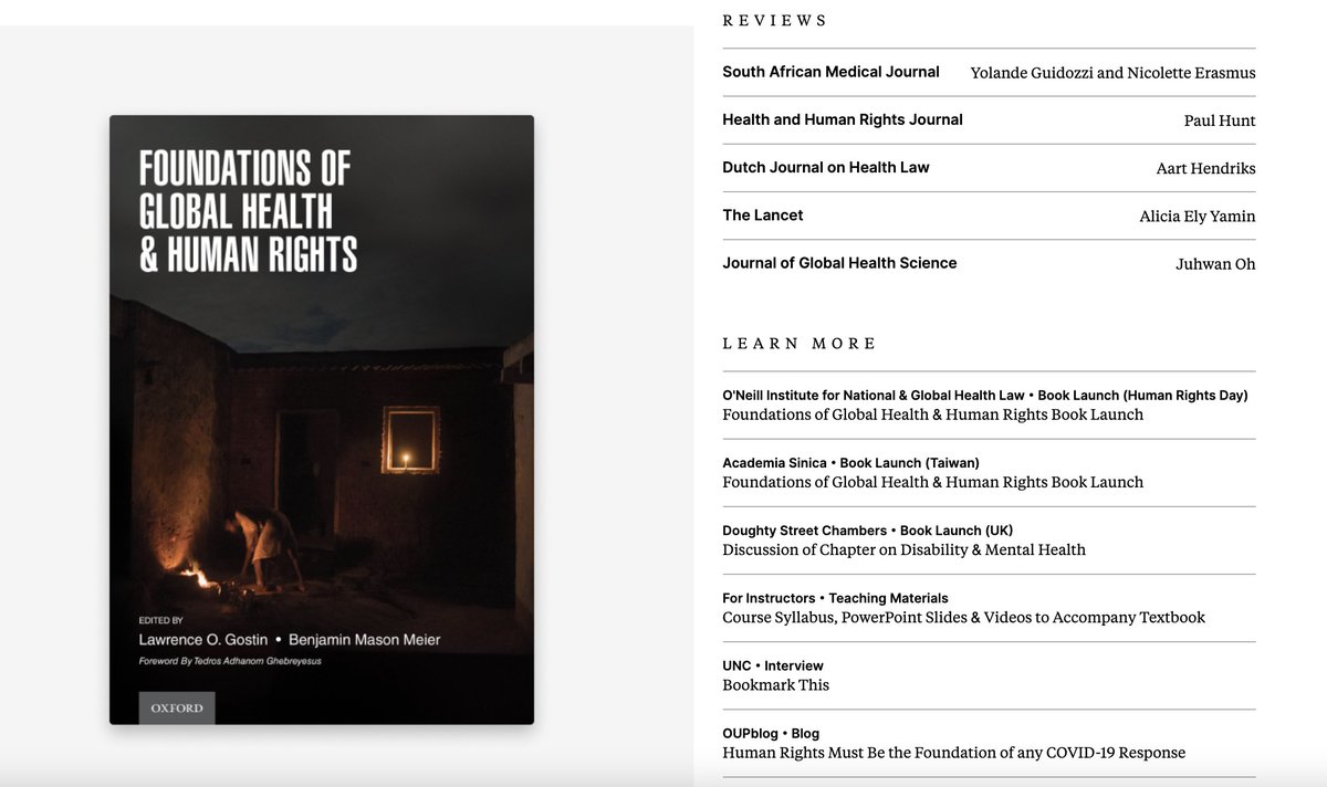 As faculty prepare new courses on #GlobalHealth &amp; #HumanRights, we have developed a website to bring together information about "Foundations of Global Health &amp; Human Rights" (OUP 2020) — including book reviews, teaching materials &amp; PowerPoint templates. benjaminmasonmeier.com/foundational-p…