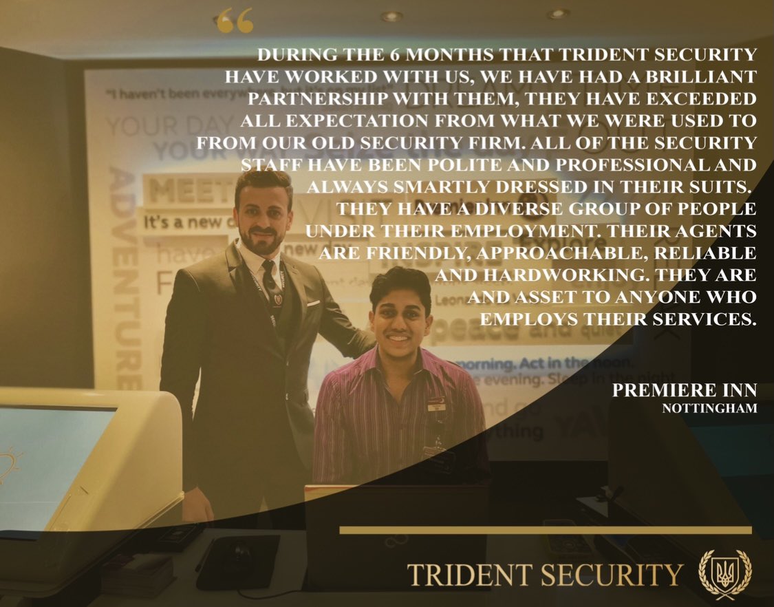 🔱🔱🔱 Feedback Wednesday 🔱🔱🔱

#security #feedback #tridentsecurity #trident #feedbackwednesday #customer #reviews #doorsupervision #eventsecurity #hotelsecurity #customerfeedback #wecare #securityservices #sia #proudsecurity #nottingham #premierinn #premierinnsecurity #hotel