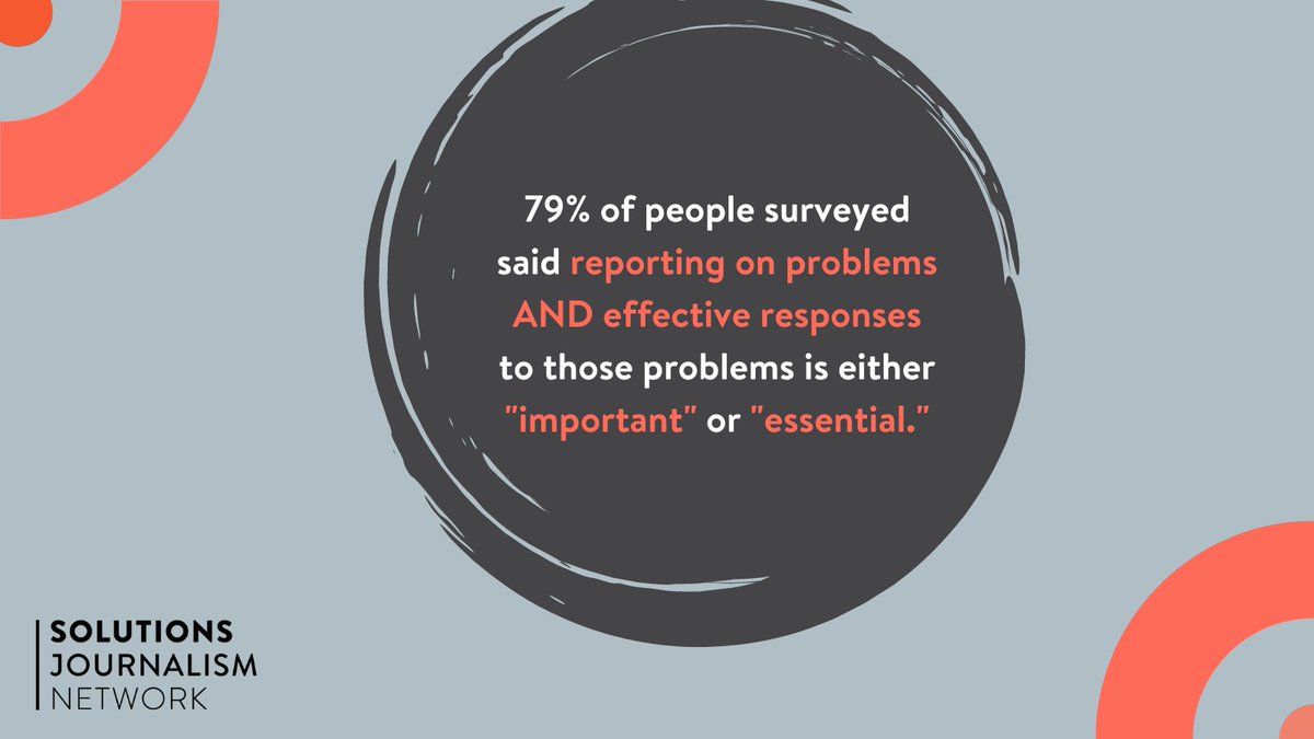 People don't see solutions journalism as optional in their local news coverage. It's now a must. Audiences agree that reporting on the problems and what's working to address them combine for a healthy news diet. (2/10)