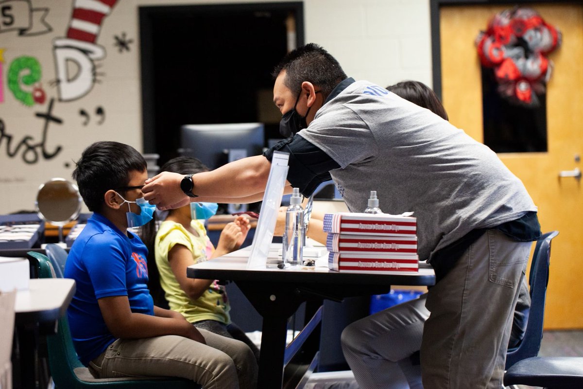Thank you to the generous group of National Vision Associates who volunteered at a free vision clinic for kids in Hall County, Georgia, an event led by <a href="/PBGA/">Prevent Blindness GA</a> and sponsored by us. 100+ students received free vision screenings, leading to new glasses for 81 kids!