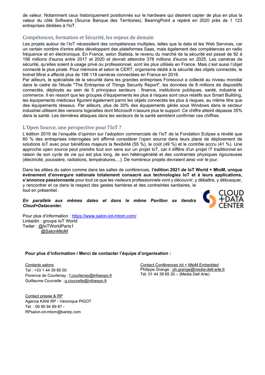 Salon_SOC's tweet photo. [#SaveTheDate] Retrouvez près de 150 exposants lors des salons @IoTWorldParis1 et @SalonMtoM les 5 &amp; 6 octobre ! 

Plus de détail dans notre dernier communiqué de presse 👇 https://t.co/Ax8S9Rc28k
