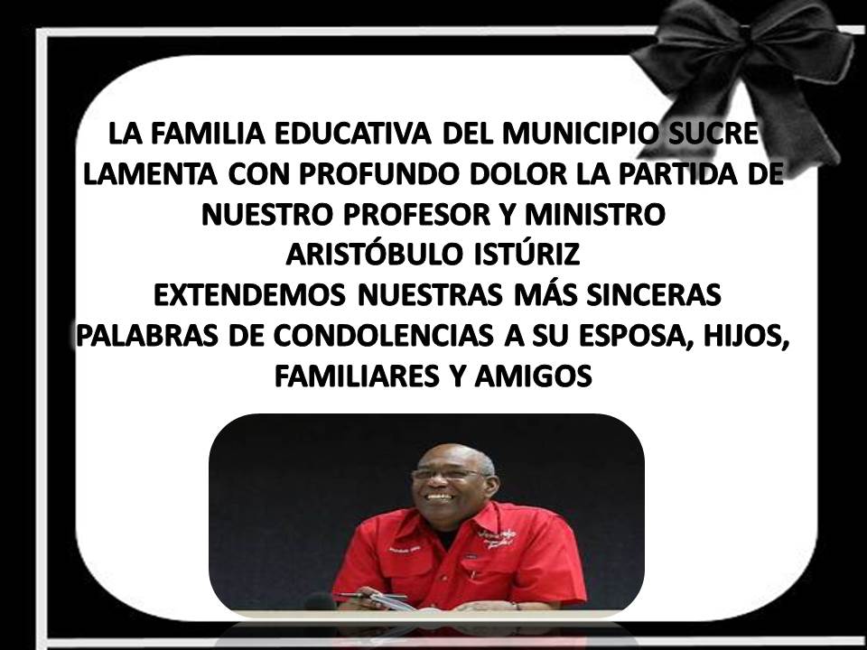 Con mucha dolor le decimos adios a nuestro profe <a href="/NicolasMaduro/">Nicolás Maduro</a> <a href="/RMarcoTorres/">Rodolfo Marco Torres</a> <a href="/leoalvacabrera/">Prof. Leonardo Alvarado</a> <a href="/RosangelaOrozco/">Rosangela Orozco</a> <a href="/Thaniamai/">Thania Torres #SucrePotenciaEducativa</a> <a href="/ycmg2/">yelu.c.m.g</a>
