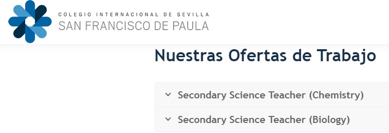 SAEmpleo Sevilla (@seviempleo) on Twitter photo 📢👩🏻🏫👨🏻🏫 Oferta de #empleo de 2⃣ plazas de Profesor/a de Ciencias (Biología y Química) para puestos permanentes a tiempo completo en el <a href="/SFPaulaColegio/">Colegio Internacional de Sevilla- SFP</a> en Sevilla ➡️ bit.ly/3dZW7Zm
#SevillaEmpleo #EmpleoSE 📢👩🏻🏫👨🏻🏫 Oferta de #empleo de 2⃣ plazas de Profesor/a de Ciencias (Biología y Química) para puestos permanentes a tiempo completo en el <a href="/SFPaulaColegio/">Colegio Internacional de Sevilla- SFP</a> en Sevilla ➡️ bit.ly/3dZW7Zm
#SevillaEmpleo #EmpleoSE