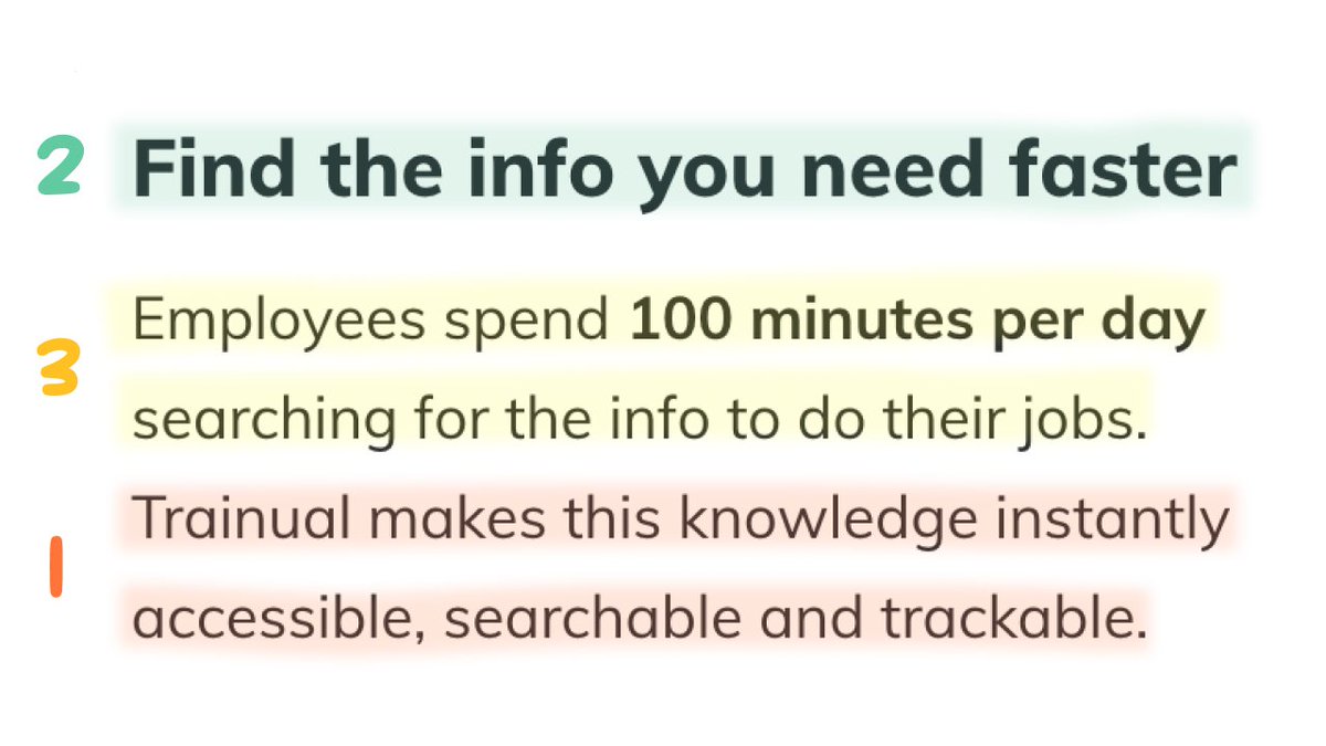 My favourite formula for writing “features &amp; benefits”

1/ Write down the feature
2/ Ask, “so what?” to find the benefit
3/ Contrast the *old way* with your *new way*