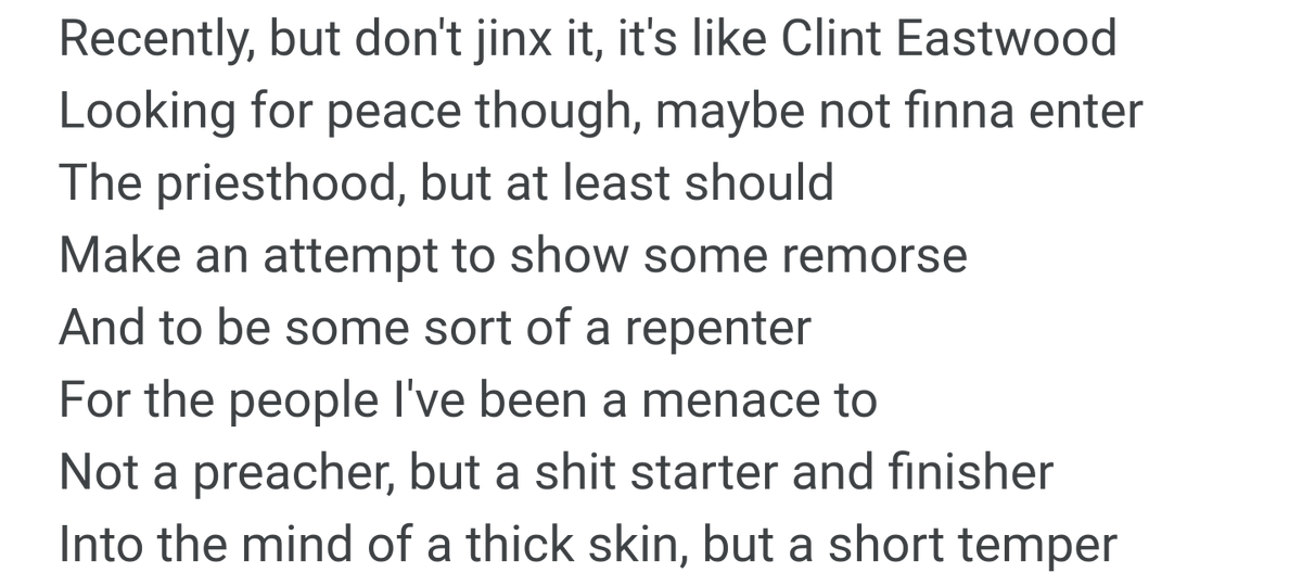 Clint Eastwood reference is a double-In movies Clint played violent roles(peace scheme)Reference to Proof who had an alter ego "Dirty Harry " which was also a movie Clint acted in!Wordplay-Menace to(Minister) not a PreacherThick skin, short temper-His contradictory nature
