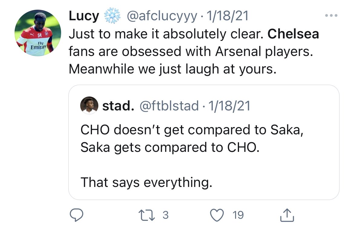 3. Why have the audacity to poke fun of rivals for being in a similar situation as ours?It is banter, yes, but don’t forget what the majority of this fanbase is calm and accepts 9th place in April.The same fanbase that mocked Chelsea for finishing 10th years ago.