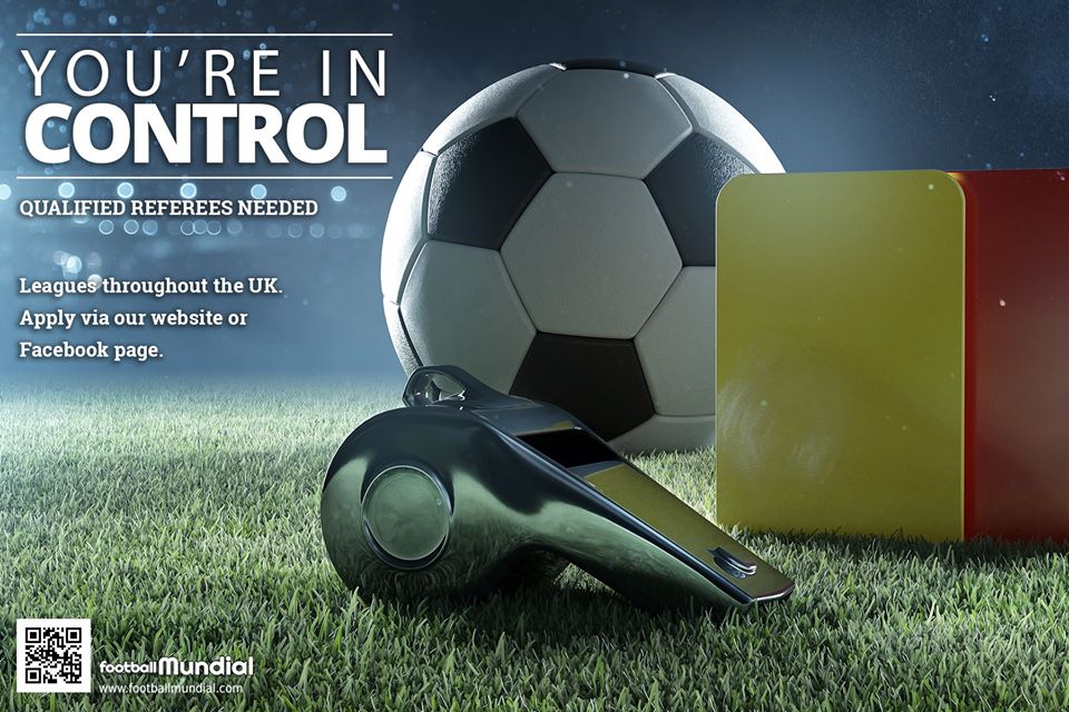 #Referees needed in #York on Tuesdays evenings <a href="/yorksport1/">York Sport</a>. Please call 01937 841440 or email info@footballmundial.com for more details