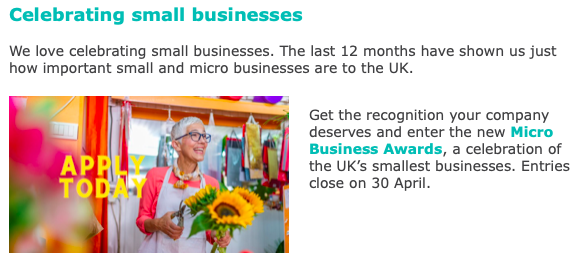 microawardsuk's tweet photo. We got featured in @e_nation email newsletter today!

A HUGE thank you guys - a reminder that the deadline for entries is just this Friday.

Thanks @Dan_Martin @TonyRobinsonOBE @YIBScarborough @simplybritain for all your support.

Apply now : https://t.co/eeLuDlADW3 https://t.co/Xn1ppTekRv