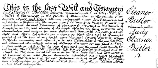 We hold their wills, on which both are listed as 'spinsters.'Butler bequeathed everything to her ‘beloved friend Sarah Ponsonby.’: PROB 10/5128 &: PROB 11/1763/266