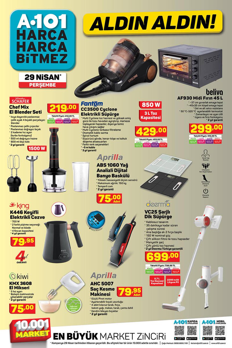 A101 29 NİSAN PERŞEMBE AKTÜEL ÜRÜNLER

DEVAMI İNSTAGRAM SAYFAMIZDA

#alkol 
#HayallerGerçekler 
#OrhanAydınTutuklansın  
#NeAlakasıVar 
#çarşamba 
#KapanalımAma  #otosanayilernedenkapalı  
#seriat 
#Beşiktaşın MaçıVar