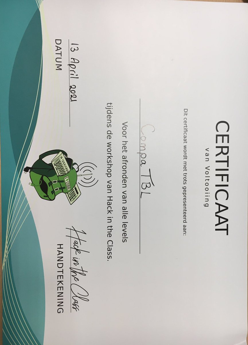 Pvdheijdenmill's tweet image. Leerlingen van CompaTBL @hethooghuis @tbl_oss hebben via een online cursus hun eerste certificaat behaald..@hackintheclass. Legaal hacken natuurlijk :) #caesarcijfers #htmlcodes