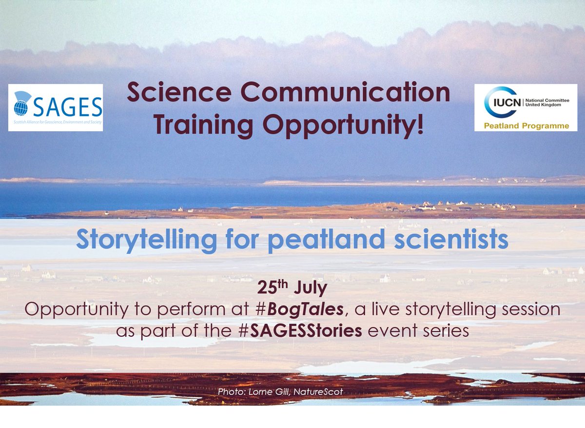 Exciting #scicomm funded training opportunity!
We are inviting #peatlands scientists to learn how to turn your research into stories, and star in our live online event in July, Bog Tales 🙂👂🗣️🌍
Find out more and apply here: sages.ac.uk/july-bog-tales/