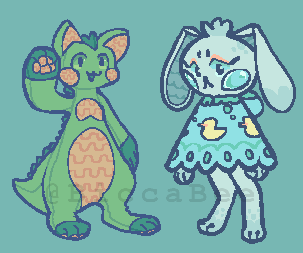 BiccaBee's tweet photo. Hey y'all, I'm low on money rn so I'm taking offers on a bunch of old designs! 
Offer to adopt // USD only // Reply or DM ✨
RTs appreciated 💕
#adopt #adoptable #characterdesign #ArtistOnTwitter #furry #furryart #anthro #feral #canine #feline #rabbit #squid #squidlegs #chibi https://t.co/Qb7Yv4A8n9