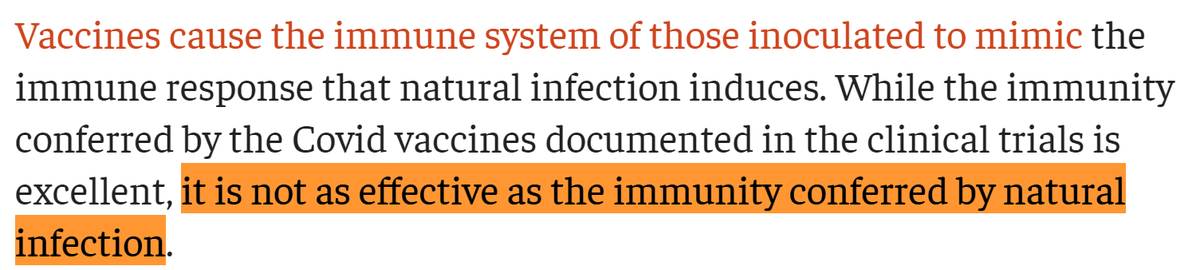 10/YOne of Bhattacharya's proposed solutions is to reserve vaccinations for people who were not infected before.That would be an interesting point,... except that he can't help but add to that his distortions of immunology and vaccines. https://theprint.in/opinion/majority-indians-have-natural-immunity-vaccinating-entire-population-can-cause-great-harm/582174/