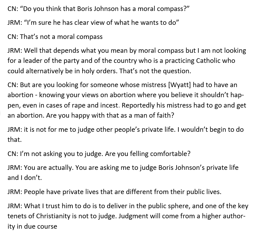 After all Jacob Rees Mogg cannot answer a simple questionDoes Boris Johnson have a moral compassNot a question on where does it pointSimply if he has oneAnd Jacob knew this before he elected Boris Johnson leader