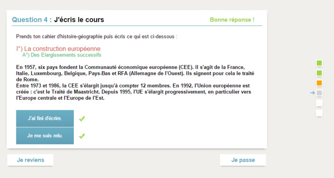 Petite proposition pour essayer de rendre les "cours" en distanciel via Pronote un peu plus didactiques que le long paragraphe de consignes . Utiliser les QCM <a href="/Pronote/">PRONOTE</a> pour alterner activités / trace écrite. Voici un exemple avec le chapitre sur la construction européenne en 3è.