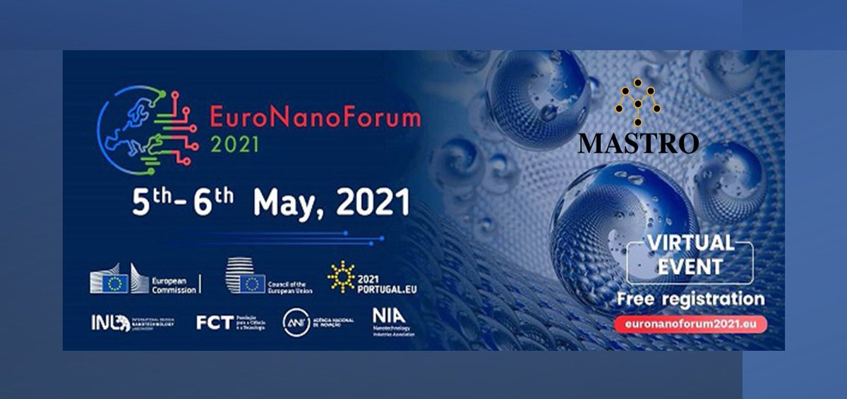 mastroproject's tweet photo. 📣The @mastroproject is participating in the #EuroNanoForum2021 held online on 5-6 May!
🤝Come and meet us at the exhibition hall where our coordinator @Acciona will showcase a #poster with our latest results.
🌐Register free under: https://t.co/8BohD94i2O 
#EU_H2020 #conference https://t.co/gD0fNIeJmL