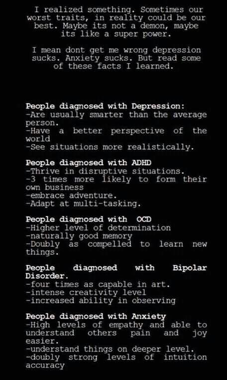 SiobhanForCymru's tweet photo. A different perspective on various diseases of the mind.

#MHAMUS https://t.co/b6PqMZSCpy