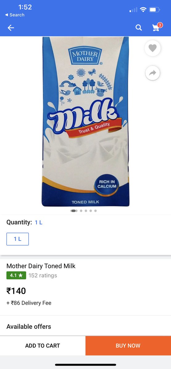 Pyush93641768's tweet photo. Why Flipkart selling Mother dairy tone 1 lit milk above than MRP. @Flipkart @MotherDairyMilk https://t.co/yeqFVSSbRe