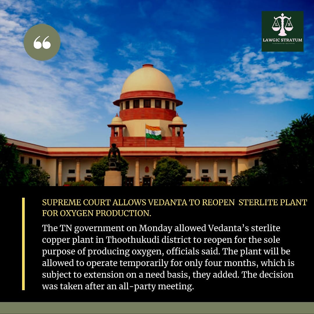 The copper unit was sealed by the state government in May 2018, days after 13 agitators were killed in police firing during a violent anti-Sterlite protest in the southern district.
 #sterliteprotest #tuticorin #vedantasterlite  #oxygenproduction #oxygenscarcity #covid_19