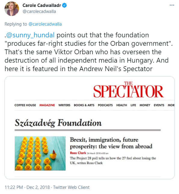 So Andrew Neil, Douglas Murray, Henry Newman & David Goodhart attended the event at the Hungarian embassy, hosted by the  @spectator, to discuss "research" conducted by the Századvég Foundation designed to help the Orbán regime.I fear the UK elite Right may be 'doing an Orbán'.