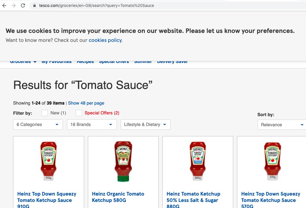 However, for a large number of people in the UK, the phrase "tomato sauce" means ketchup. So much so that, to test the hypothesis,  http://google.co.uk  gives me this and Tesco gives me this