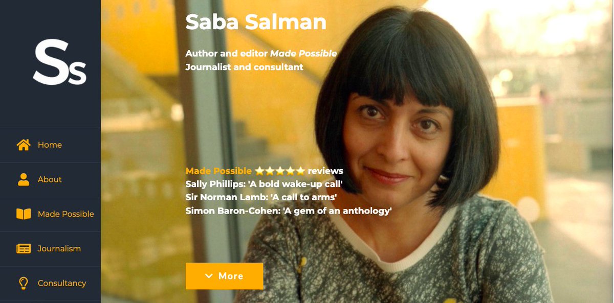 1/4 📢Setting out my S/S 2021 work stall with a web refresh ▶️ sabasalman.com

I cover social issues &amp; I'm:
📚an author/editor (book: #MadePossible)
✍🏾writer/editor
👩🏽‍💻content consultant

Also💪🏾a proud sibling of a disabled person, <a href="/Sibs_uk/">Sibs</a> chair &amp; <a href="/NDTicentral/">NDTi</a> ambassador