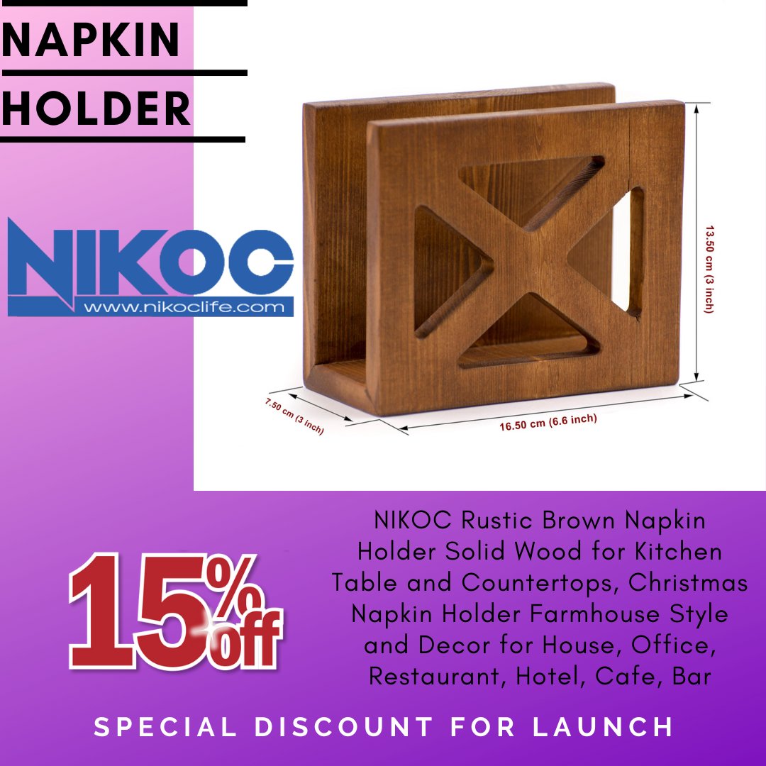 nikoclife's tweet photo. Napkin Holder
NIKOC Rustic Brown Napkin Holder Solid Wood for Kitchen Table and Countertops, Christmas Napkin Holder Farmhouse Style and Decor for House, Office, Restaurant, Hotel, Cafe, Bar
$16.99 https://t.co/g8mZQByslr