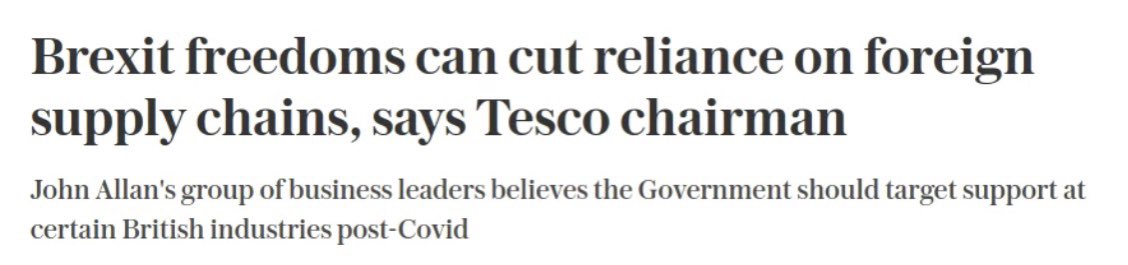 I saw this headline on the Telegraph being commented on Twitter, I usually don’t read that paper so was quite intrigued as to how the UK can cut reliance on foreign supply chains