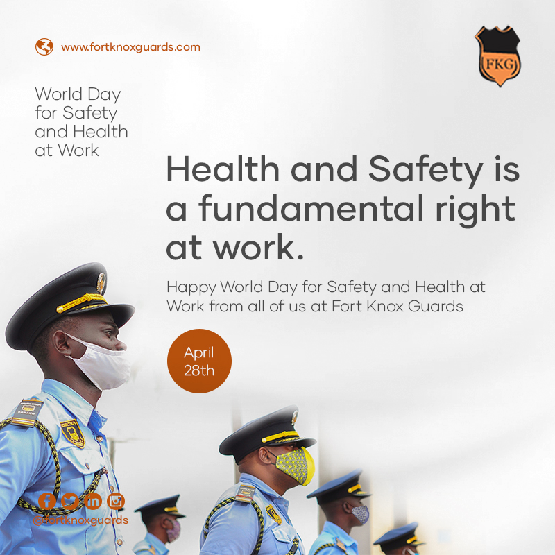 The annual World Day for Safety and Health at Work on 28 April promotes the prevention of occupational accidents and diseases globally.

#FortKnoxGuards #WorldDayForSafetyandHealth #HealthandSafety