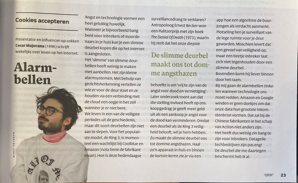 CesarForever's tweet image. Slimme deurbel? Domme angsthazen zijn we. Word geen surveillant van je eigen voordeur en laat die apparaten lekker liggen