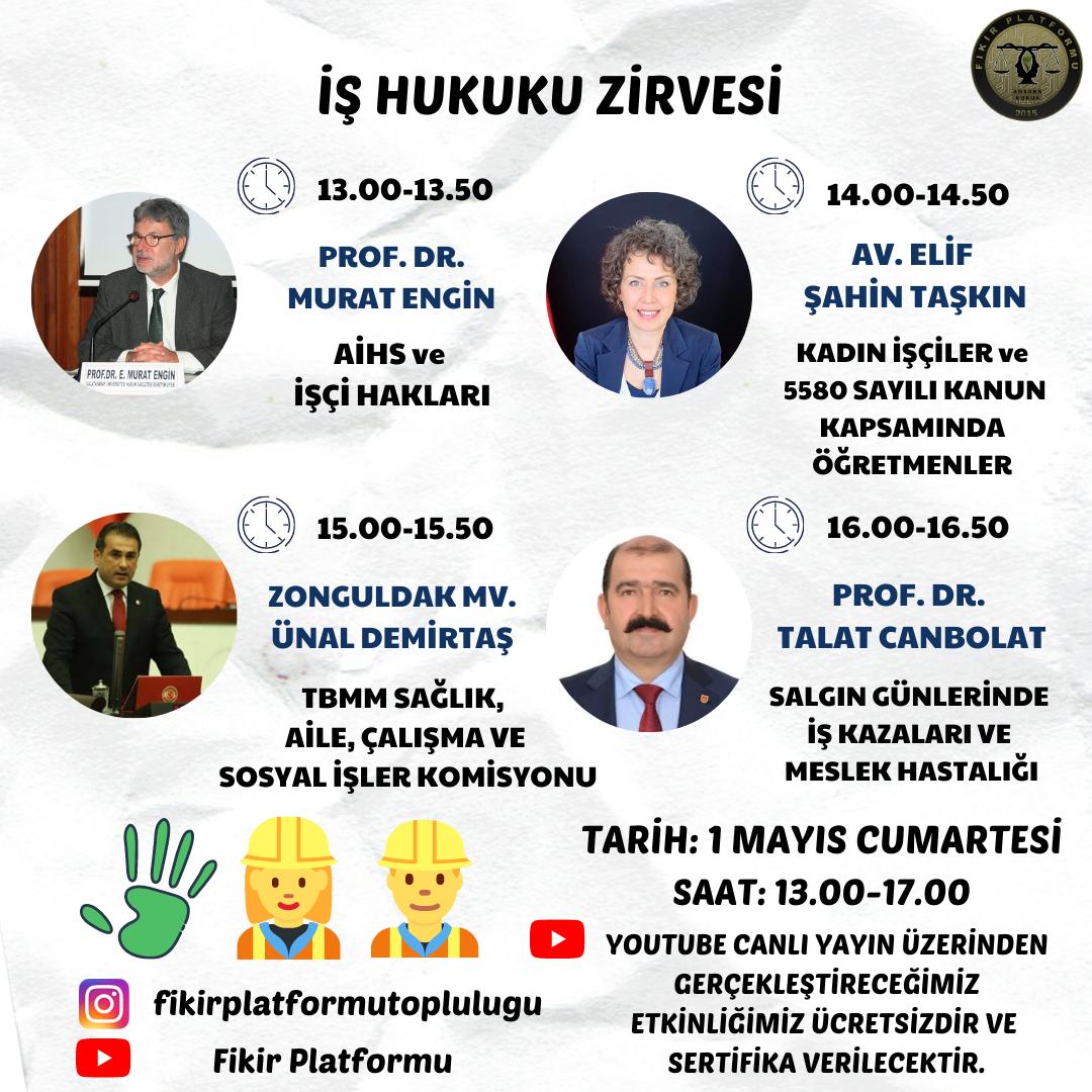 ahfp2015's tweet photo. 1 Mayıs Cumartesi günü YouTube üzerinden yapacağımız "İŞ HUKUKU ZİRVESİ"ne katılımlarınızı bekliyoruz. Etkinliğimiz sertifikalıdır.
Katılım linkimiz: https://t.co/LLlEOM4T8E
@TalatCANBOLAT @elifsahintaskin @AvUnaldemirtas
#işhukuku #hukuk #işçi #zirve #1Mayıs #1Mayıs2021 https://t.co/4tawGQqCYS