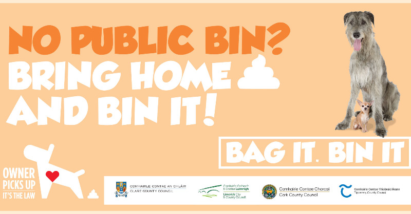 LimerickCouncil's tweet photo. As dog owners we are responsible for cleaning up after them. While it might be smelly, we must bag it and bring it home &amp; put it in the general waste bin if no public bin is available

Always pick up after your dog and protect public health

#BagItBinIt #LoveYourDog #OwnersPickUp