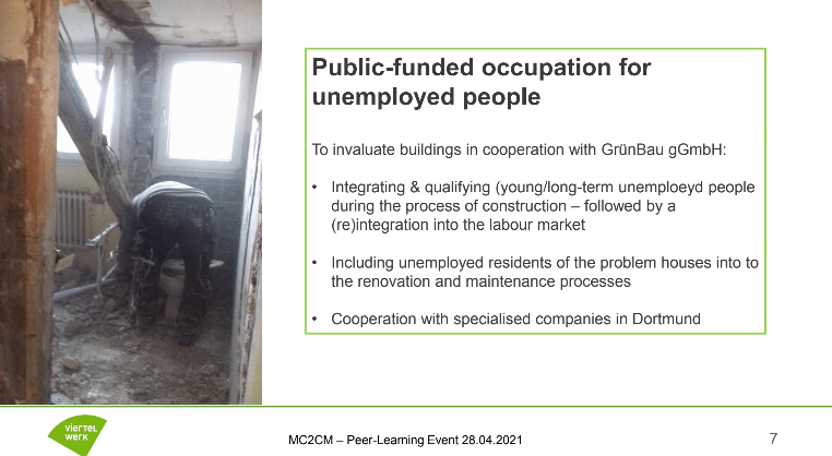 urban_migration's tweet photo. At #PLE Dortmund, Viertelwerk present their initiative:
We cooperate with Dortmund on housing & employment. We provide public funded occupation for the unemployed & renovate houses for migrants.
#ItTakesACommunity #Housing4All #NotJustARoof https://t.co/byDdVriyvB