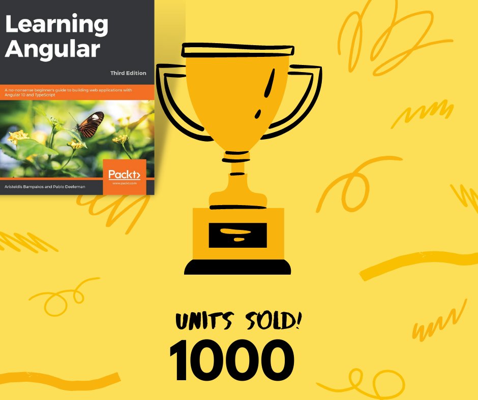 abampakos's tweet image. 🏆 My book Learning Angular - 3rd Edition by @PacktPub has reached the 1️⃣0️⃣0️⃣0️⃣ sold units milestone 🎉🎊
amazon.com/dp/1839210664
Many thanks to @gupptaaaaa @sayantanisaha66 and the rest of the editorial team for their valuable assistance 🥰
#angular #packt