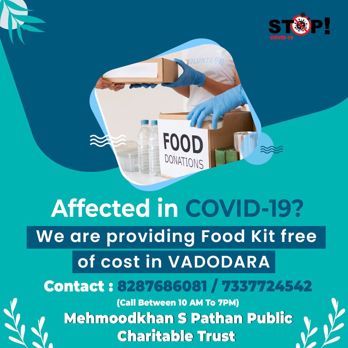 iamyusufpathan's tweet image. For those affected with COVID-19 in VADODARA and require assistance with Food Kit can contact our father&apos;s Trust Mehmoodkhan S Pathan Public Charitable Trust. I urge everyone to please remain calm in these difficult times and take care of yourself and people around you.